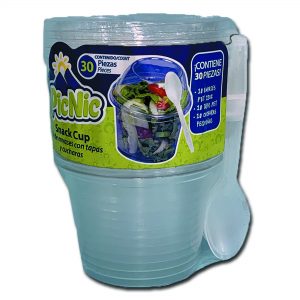 Kit Envase PICNIC 12oz PET con Tapa/Cuchara por paquete (SET DE 10) - G40