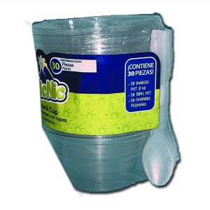 Kit Envase PICNIC 8oz PET con Tapa/cuchara por empaque (10 SETS) - G41