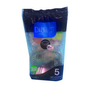 Envase Sello Plus tapa plana de 12oz en presentación de 5 unidades
